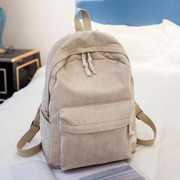 Soft Fabric Corduroy Design Backpack