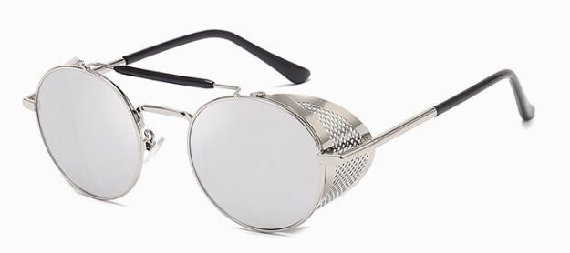 Retro Steampunk Round Metal Shields Sunglasses